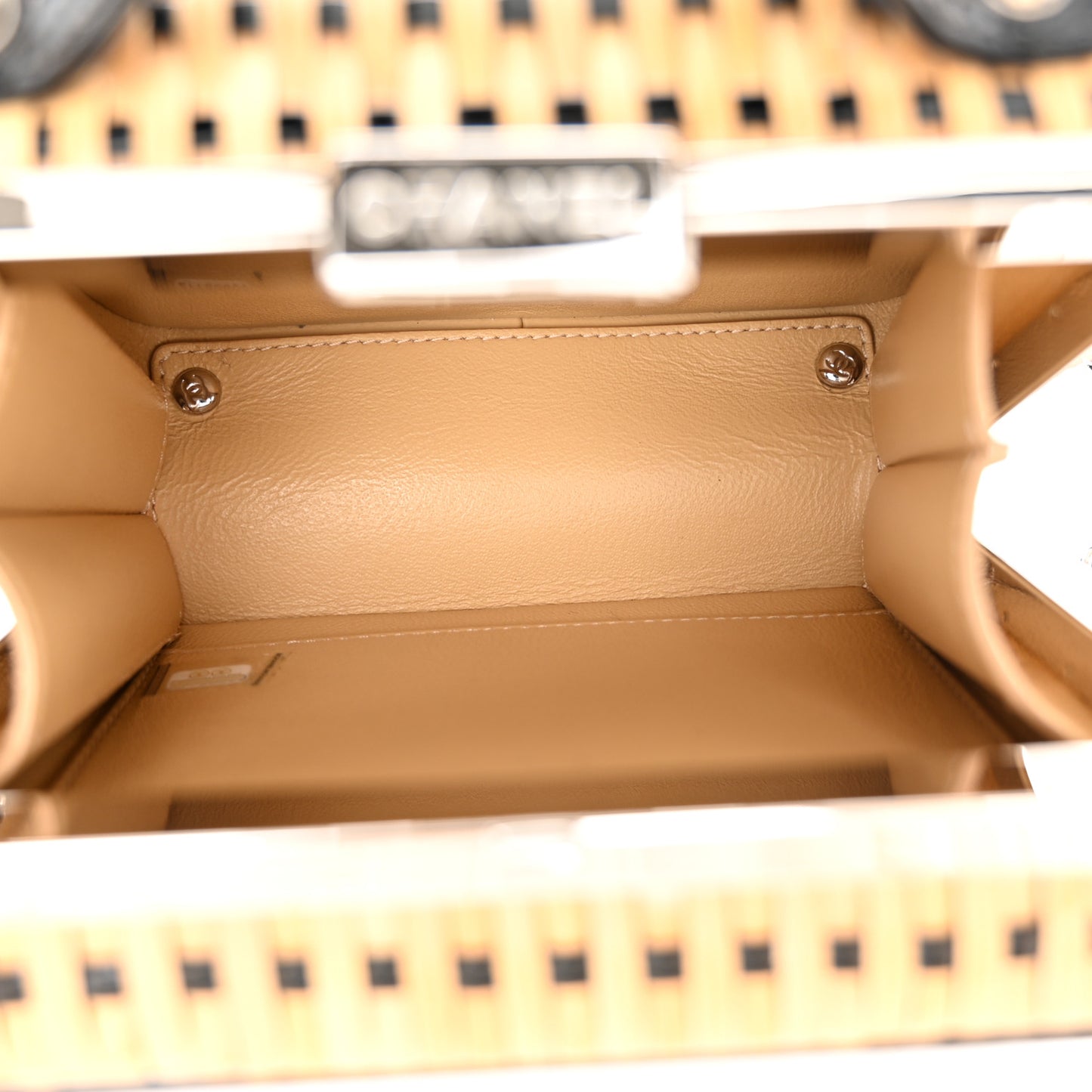 Raffia Patent Small CC Filigree Vanity Case Black