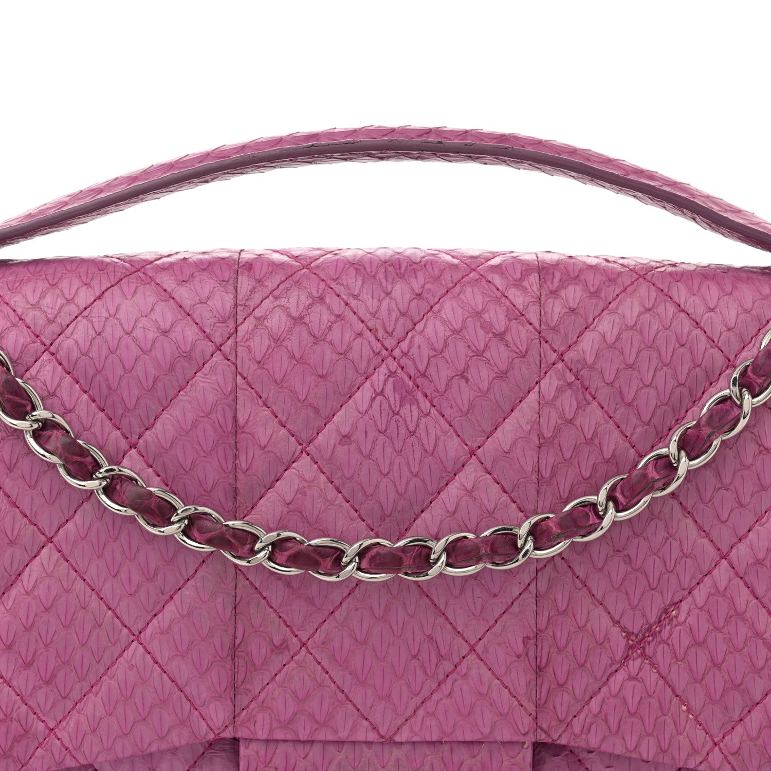 Chanel Elaphe Snakeskin Quilted Jumbo Easy Carry Flap Purple 8 of 13