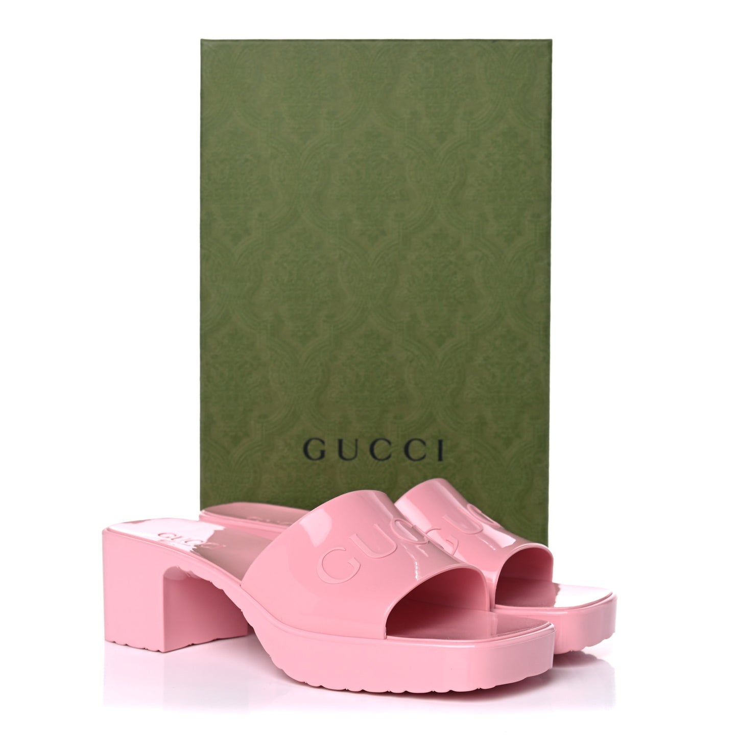Rubber Gucci Logo Womens Platform 20/60mm Slide Sandals 36 Wild Rose