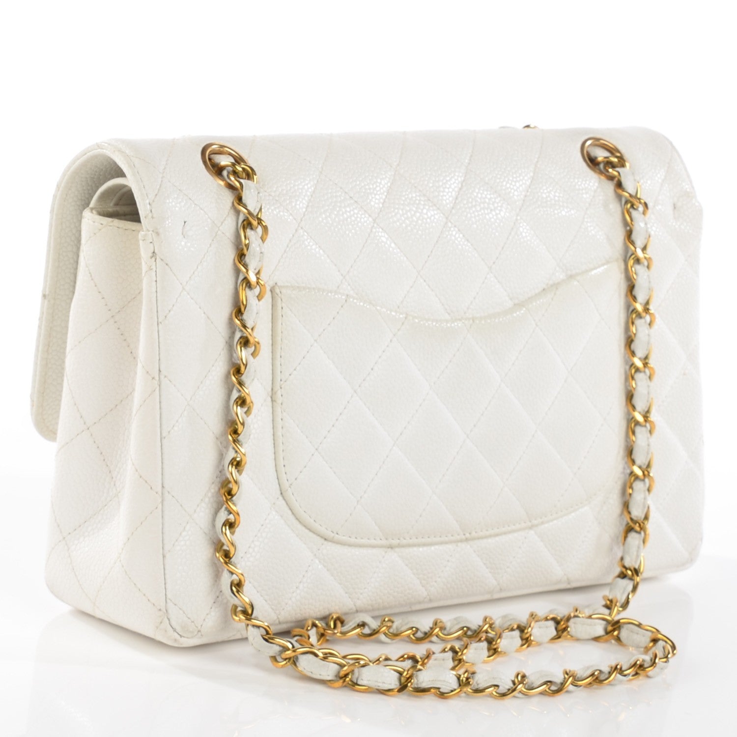 Chanel Caviar Quilted Medium Double Flap White 3 of 14
