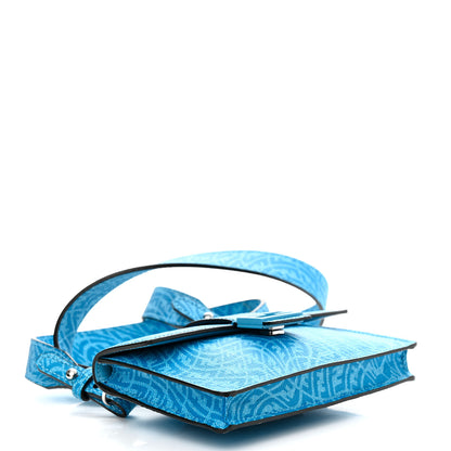 Fendi X SARAH COLEMAN Glazed Fabric Enamel Small FF Vertigo Baguette Belt Pouch Cyber Blue 4 of 10
