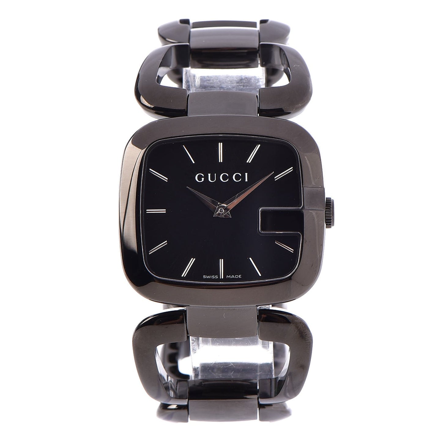 PVD Stainless Steel 32mm G-Gucci Square Quartz Watch Black