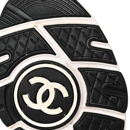 Chanel Mesh Suede Calfskin Grained Calfskin Womens CC Sneakers 39 White Black 8 of 17
