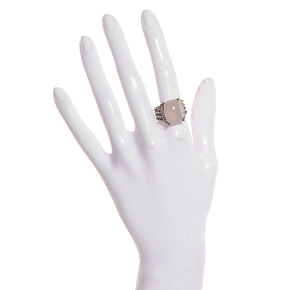 David Yurman Sterling Silver Diamond Chalcedony 16mm Wheaton Ring 56 7.5 2 of 5