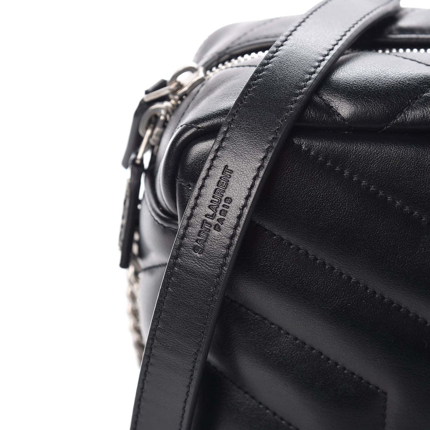 Calfskin Y Quilted Monogram Small Loulou Bowling Bag Black