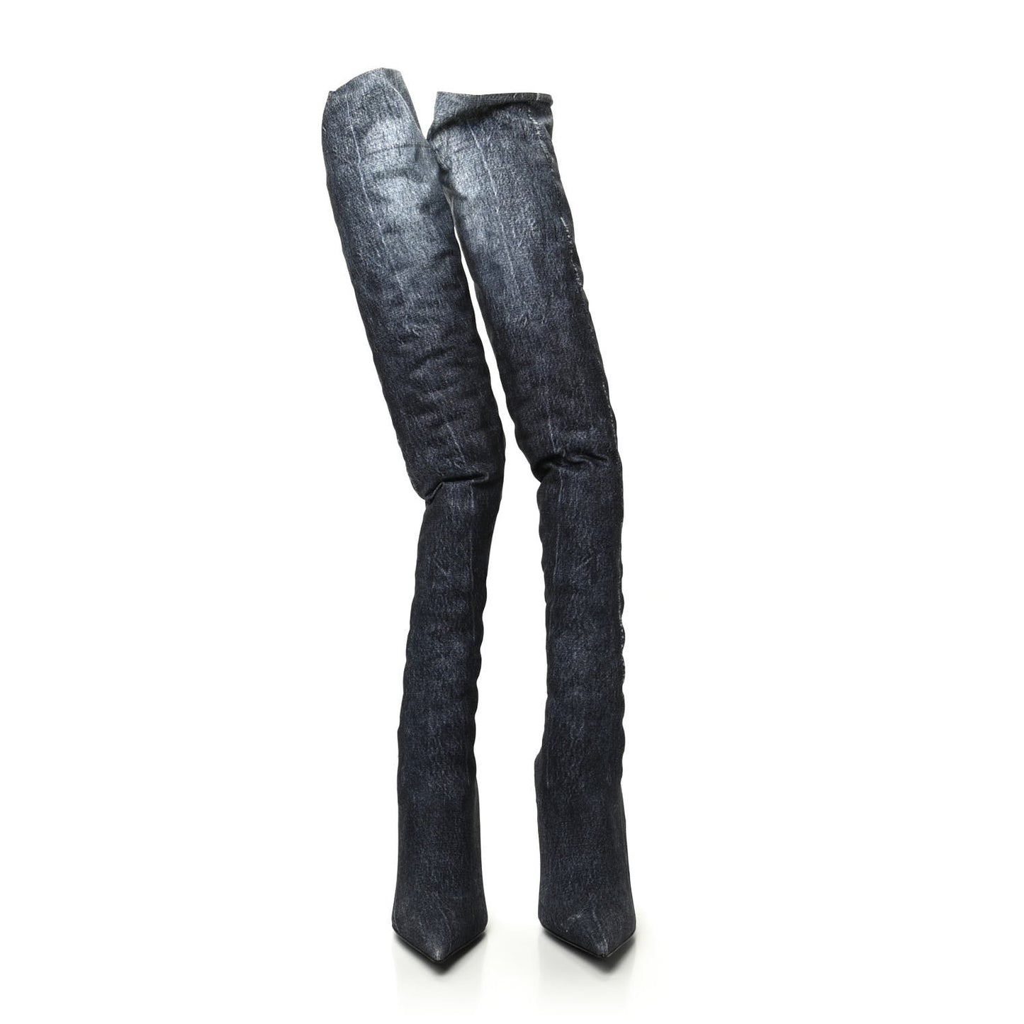 Denim Pointed Toe Knife Thigh High Boots 39 Blue