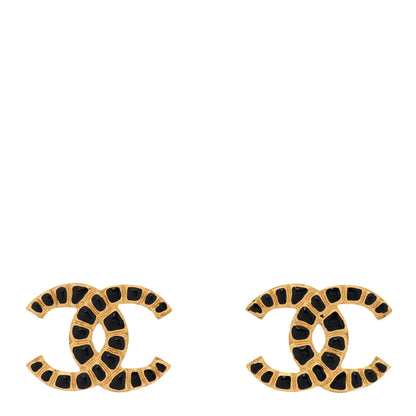 Chanel Resin Along The Nile CC Earrings Gold Black 1 of 5