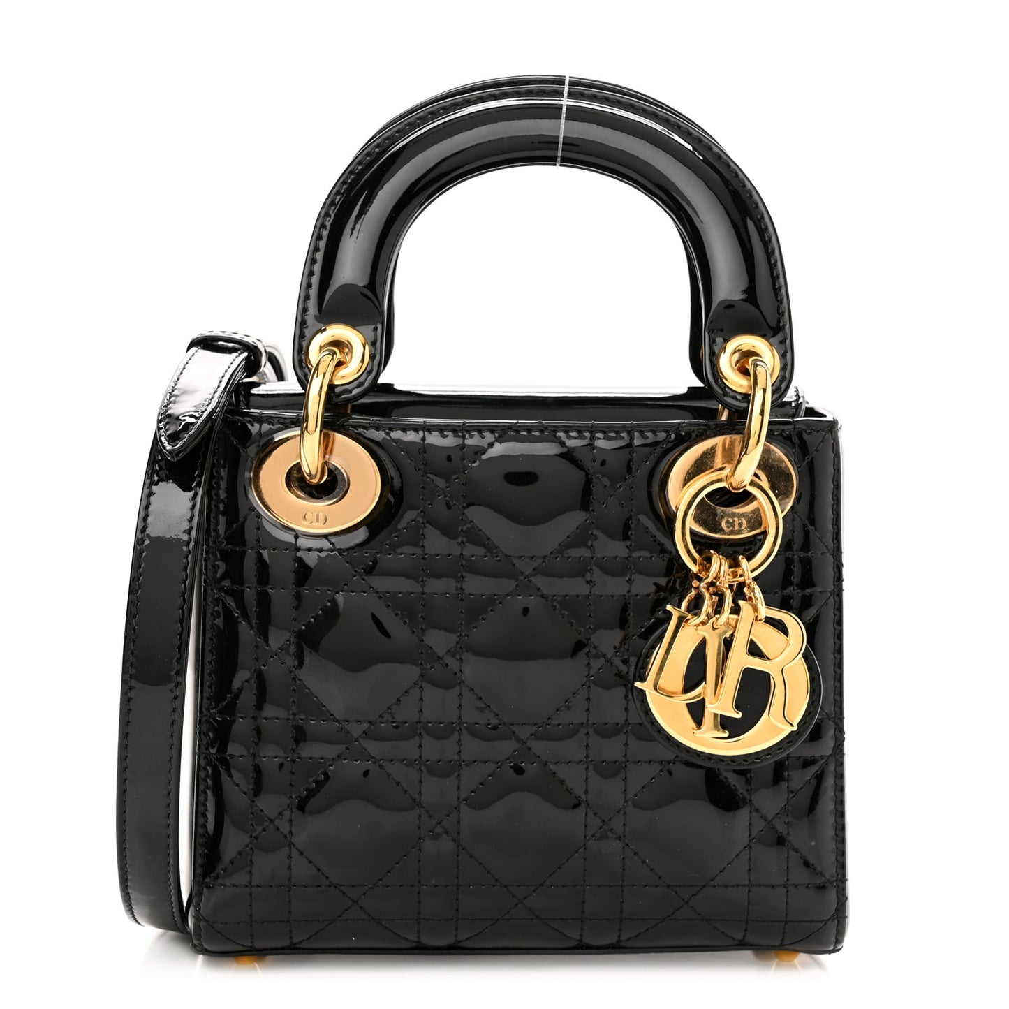 Patent Cannage Mini Lady Dior Black