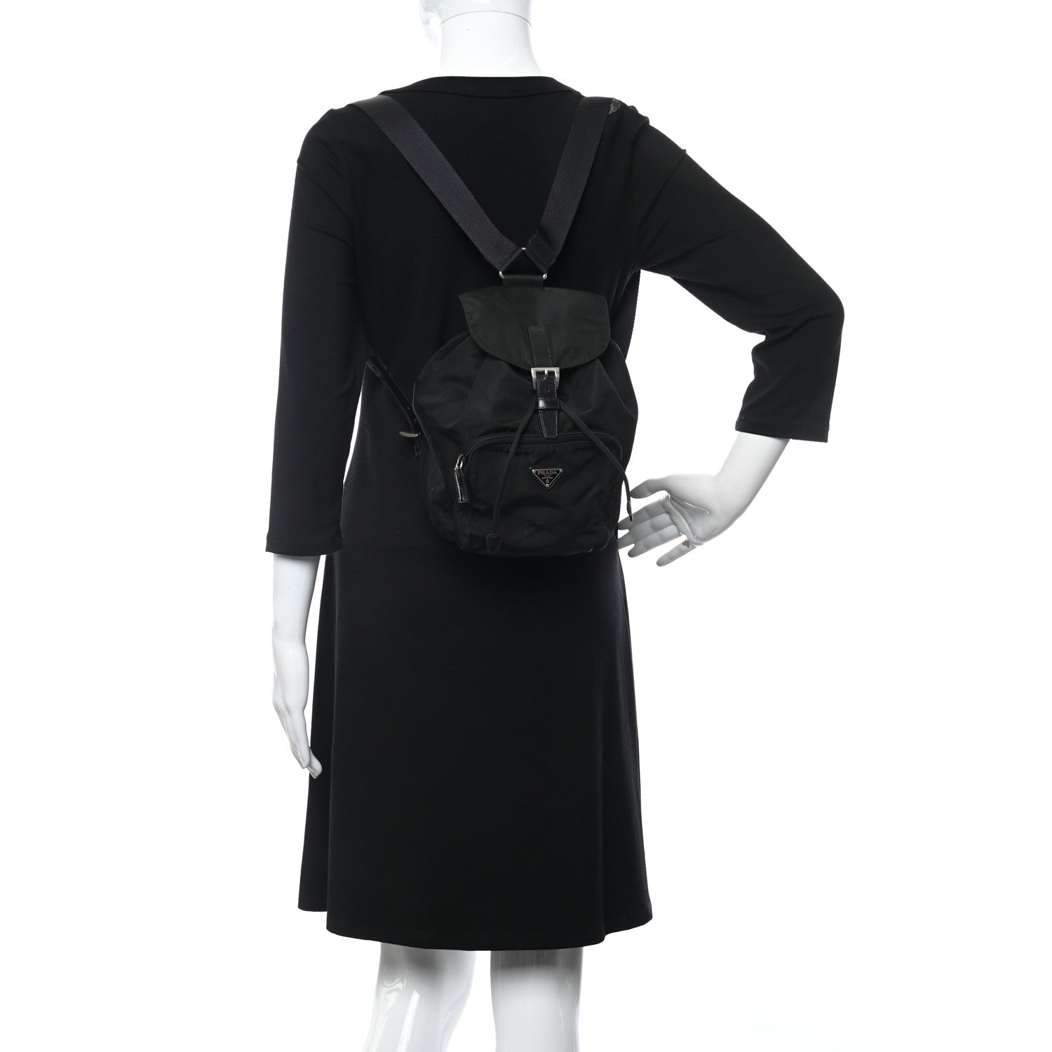 Prada Tessuto Nylon Vela Cinch Backpack Black 2 of 17