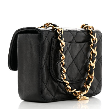 Chanel Lambskin Quilted Mini Flap Belt Bag Charm Black 3 of 9