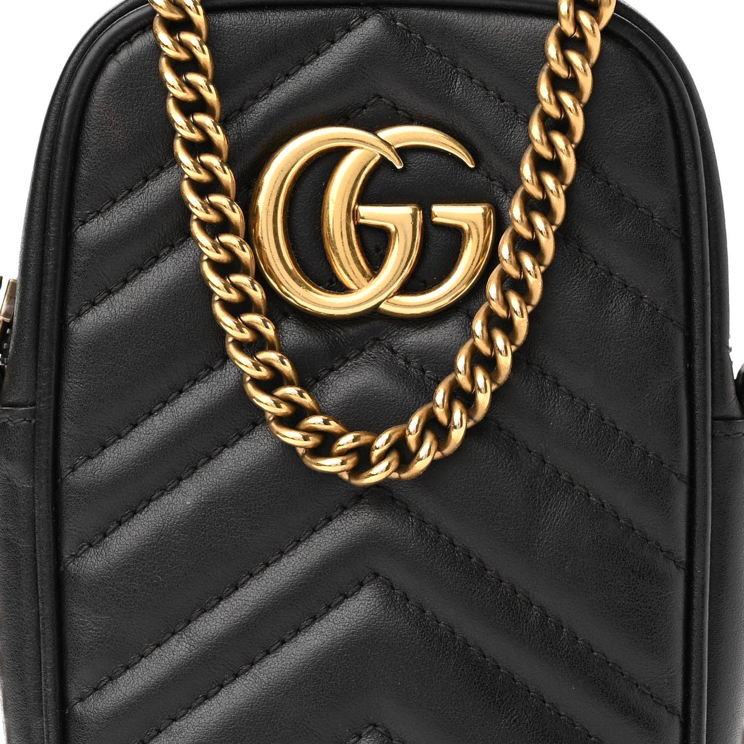 Calfskin Matelasse Mini GG Marmont Crossbody Bag Black