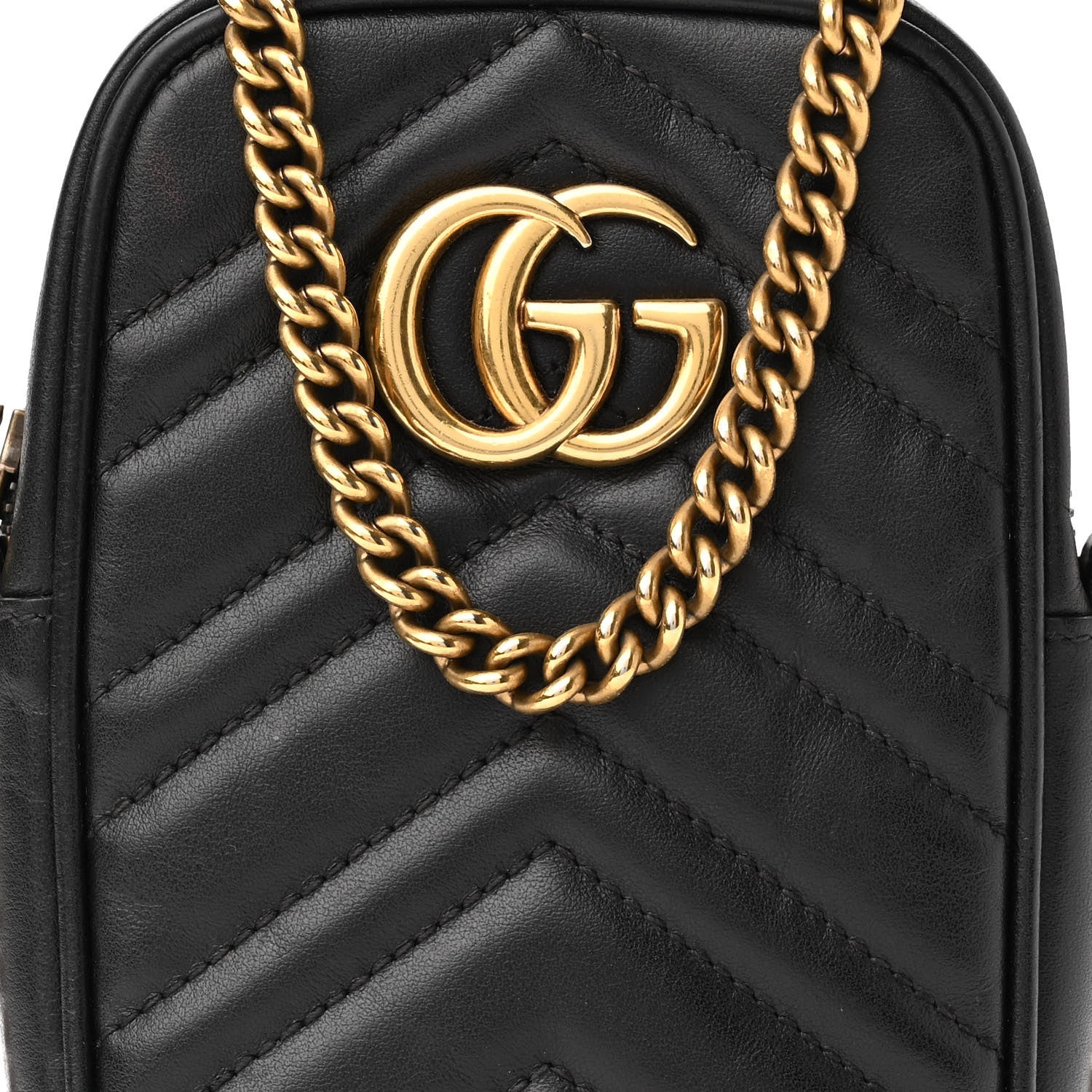 Gucci Calfskin Matelasse Mini GG Marmont Crossbody Bag Black 7 of 11