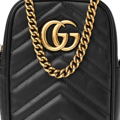 Gucci Calfskin Matelasse Mini GG Marmont Crossbody Bag Black 7 of 11
