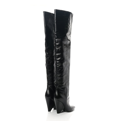 Saint Laurent Calfskin Niki 105 Thigh High Boots 36.5 Black 4 of 7