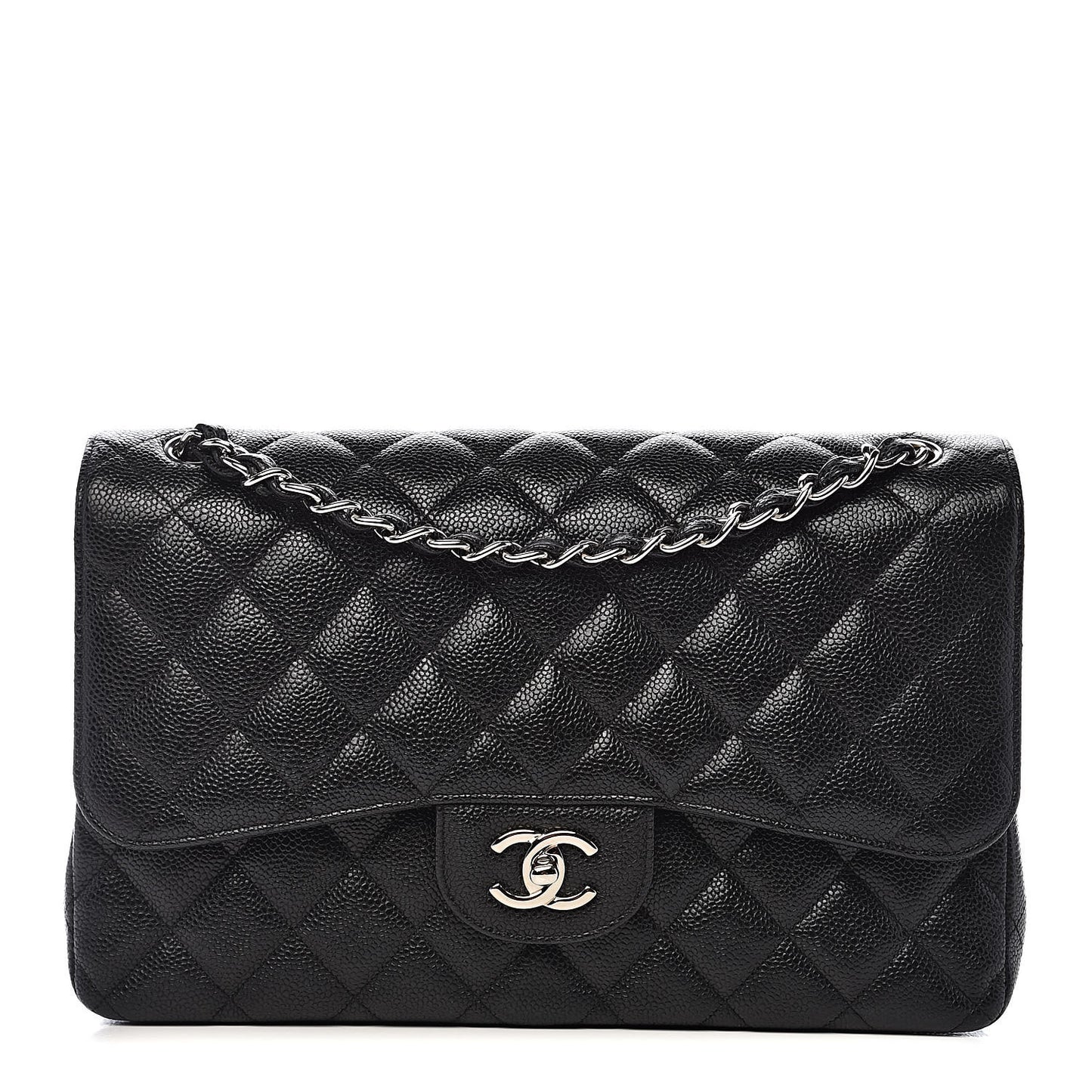 Caviar Quilted Jumbo Double Flap Black
