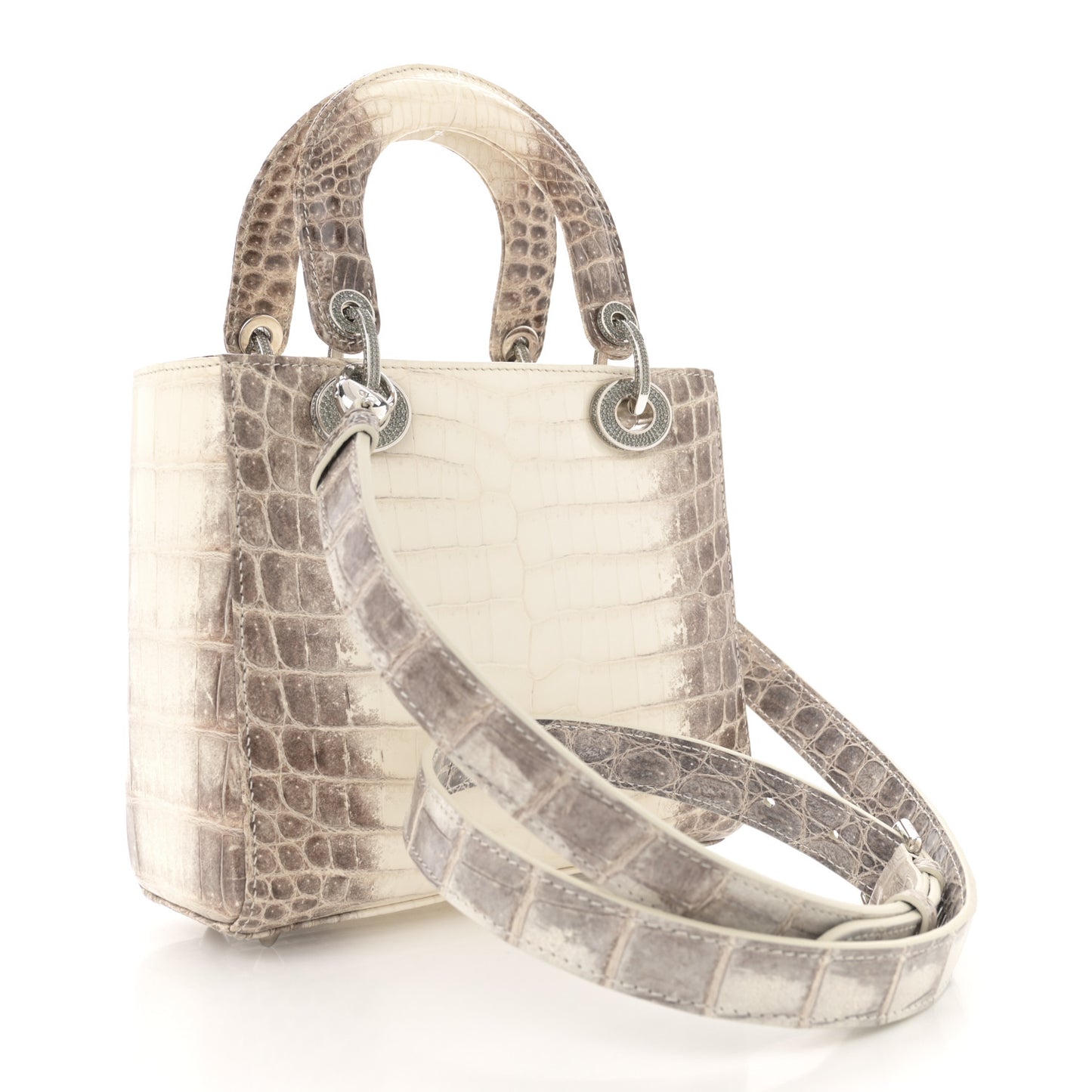 Niloticus Crocodile Himalaya Crystal Small Lady Dior White