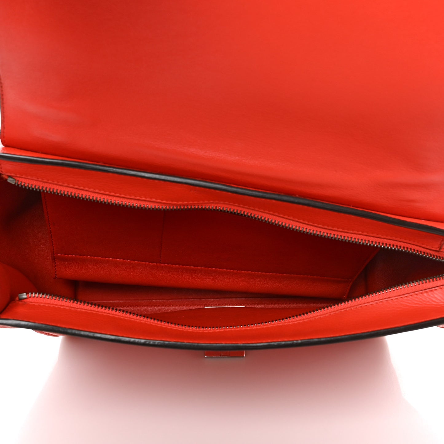 Drummed Calfskin Suede Medium Trapeze Vermillion