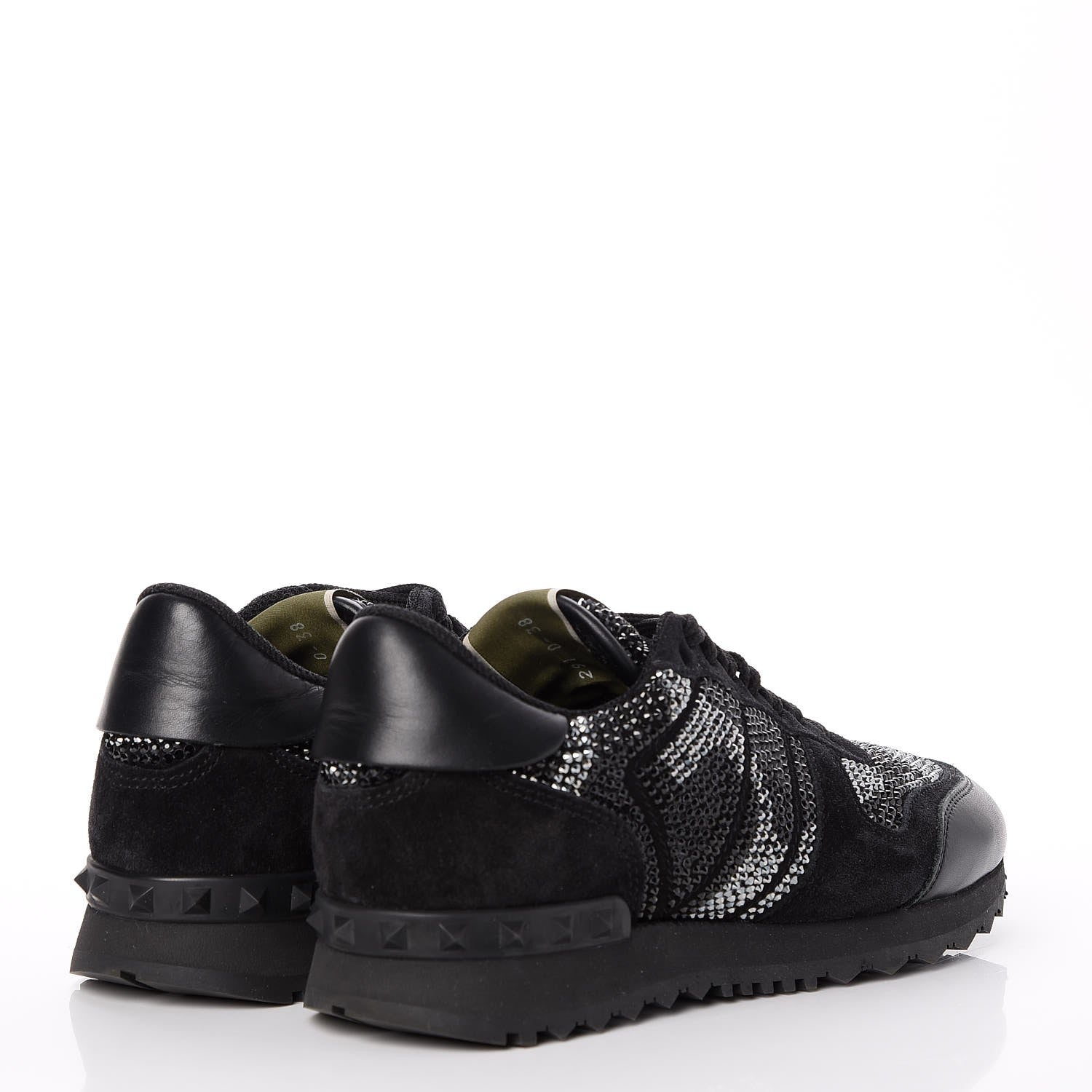 Valentino Garavani Glitter Suede Womens Rockrunner Sneakers 38 Black 4 of 10