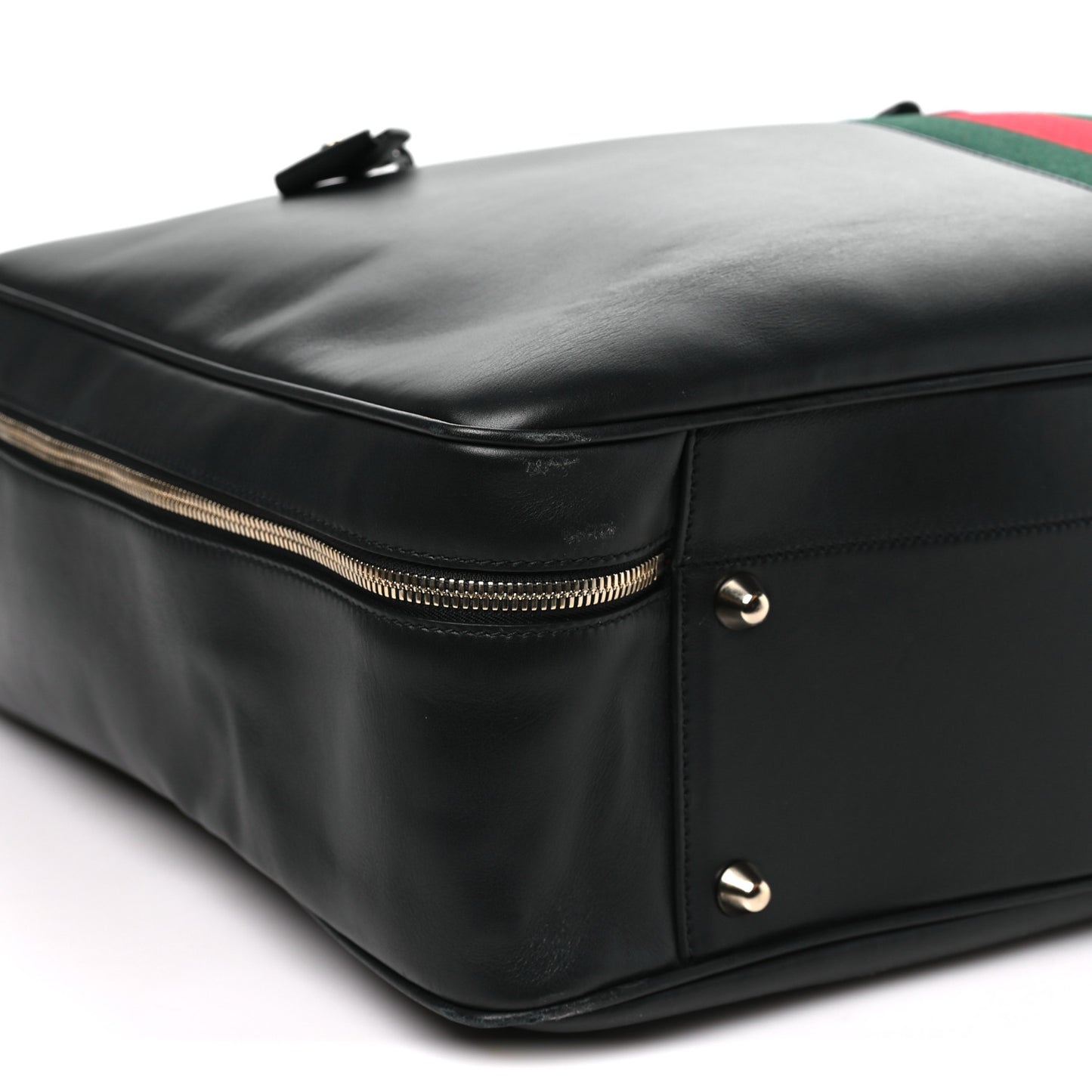 Calfskin Web Suitcase Black