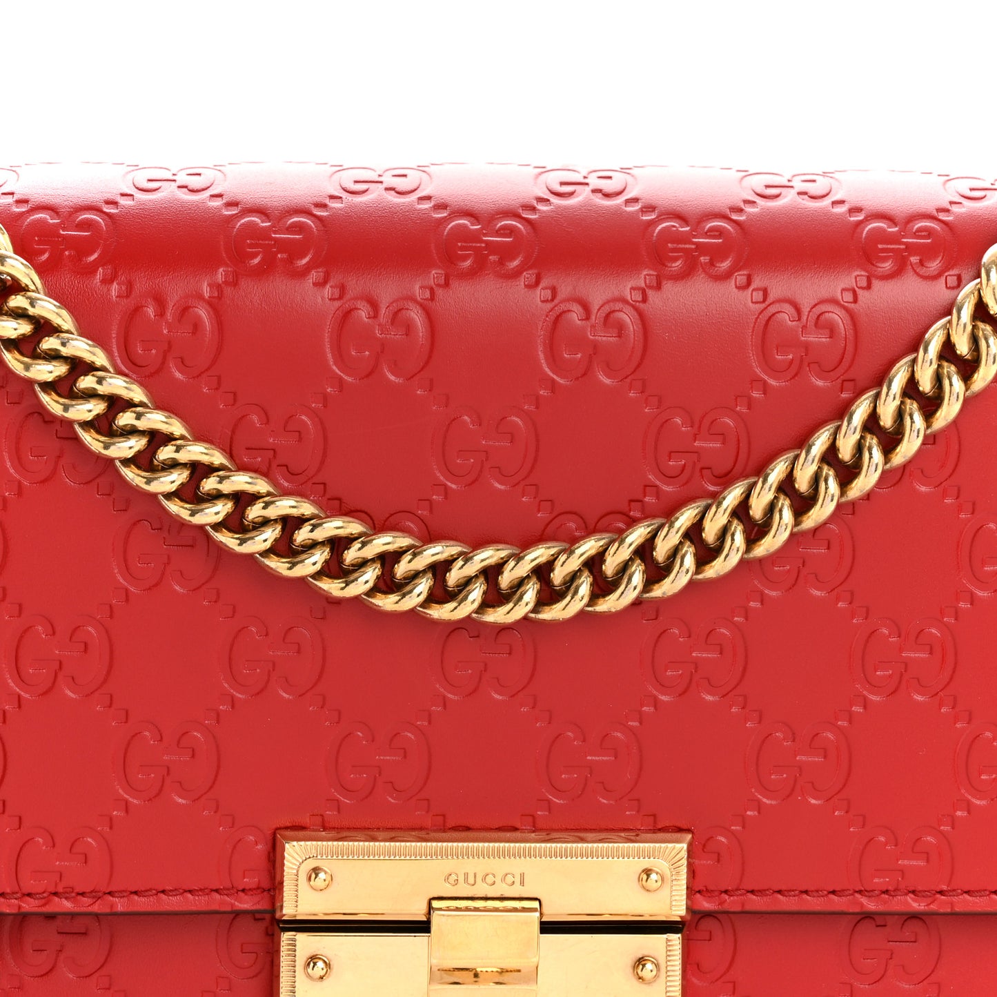 Guccissima Medium Padlock Shoulder Bag Hibiscus Red