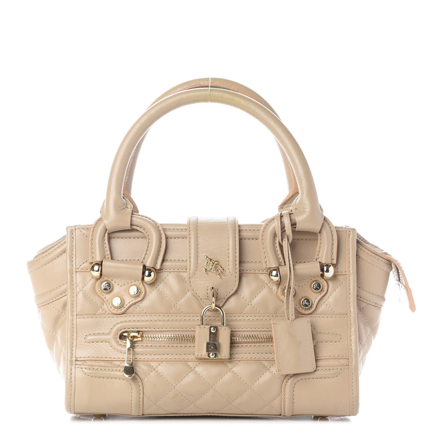 Quilted Calfskin Mini Manor Tote Beige