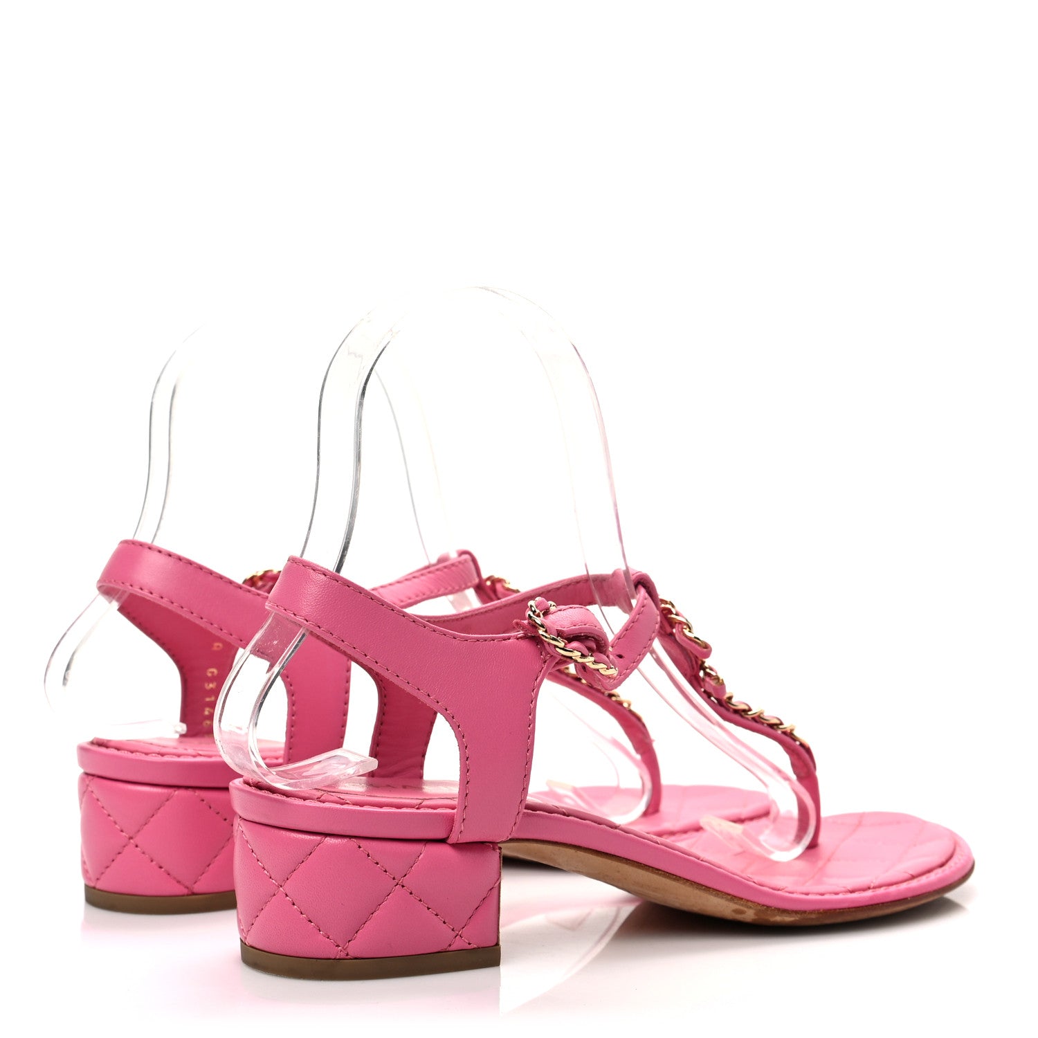 Chanel Lambskin Chain CC Logo Thong Sandals 35.5 Pink 4 of 8