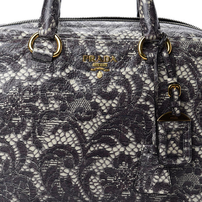 Prada Cervo Lux Print Lace Bauletto Bag Talco 13 of 13
