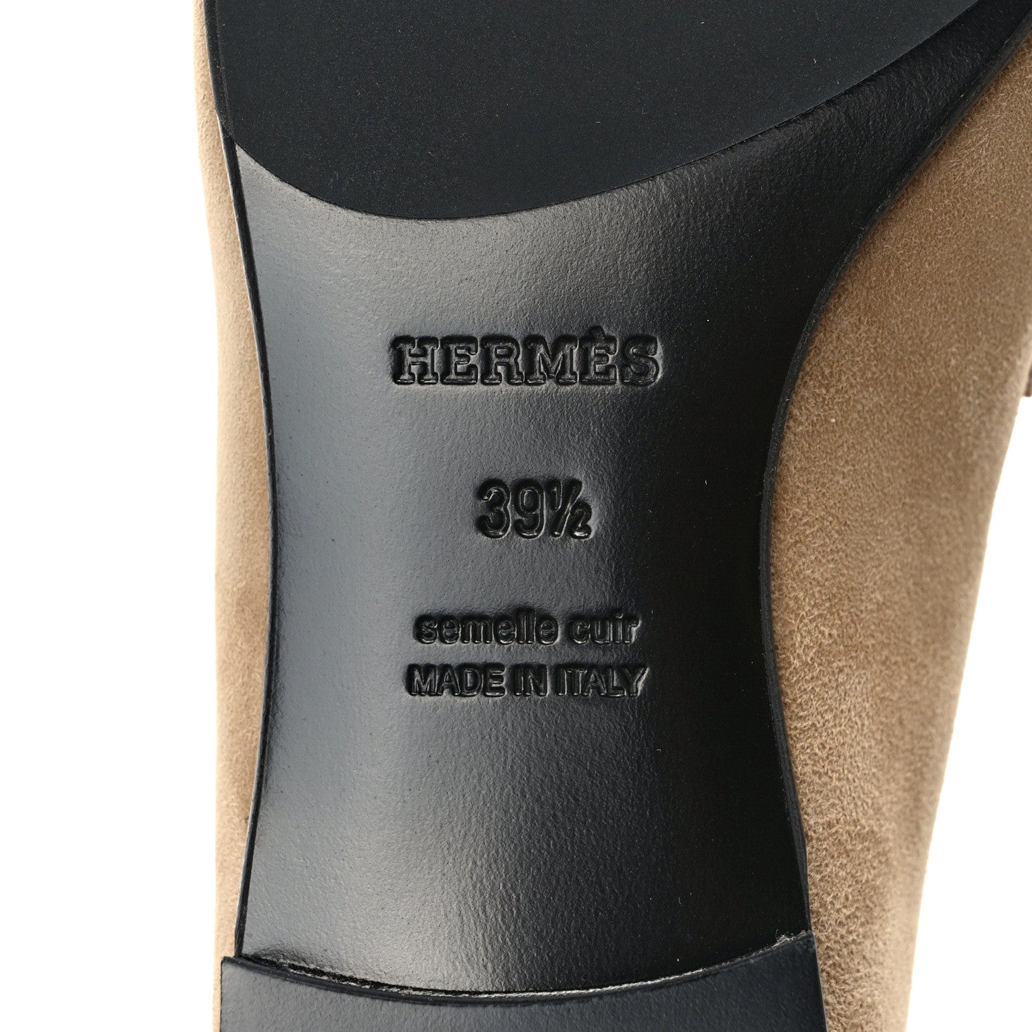 Hermes Suede Goatskin Paris Loafers 39.5 Beige Argile 6 of 9