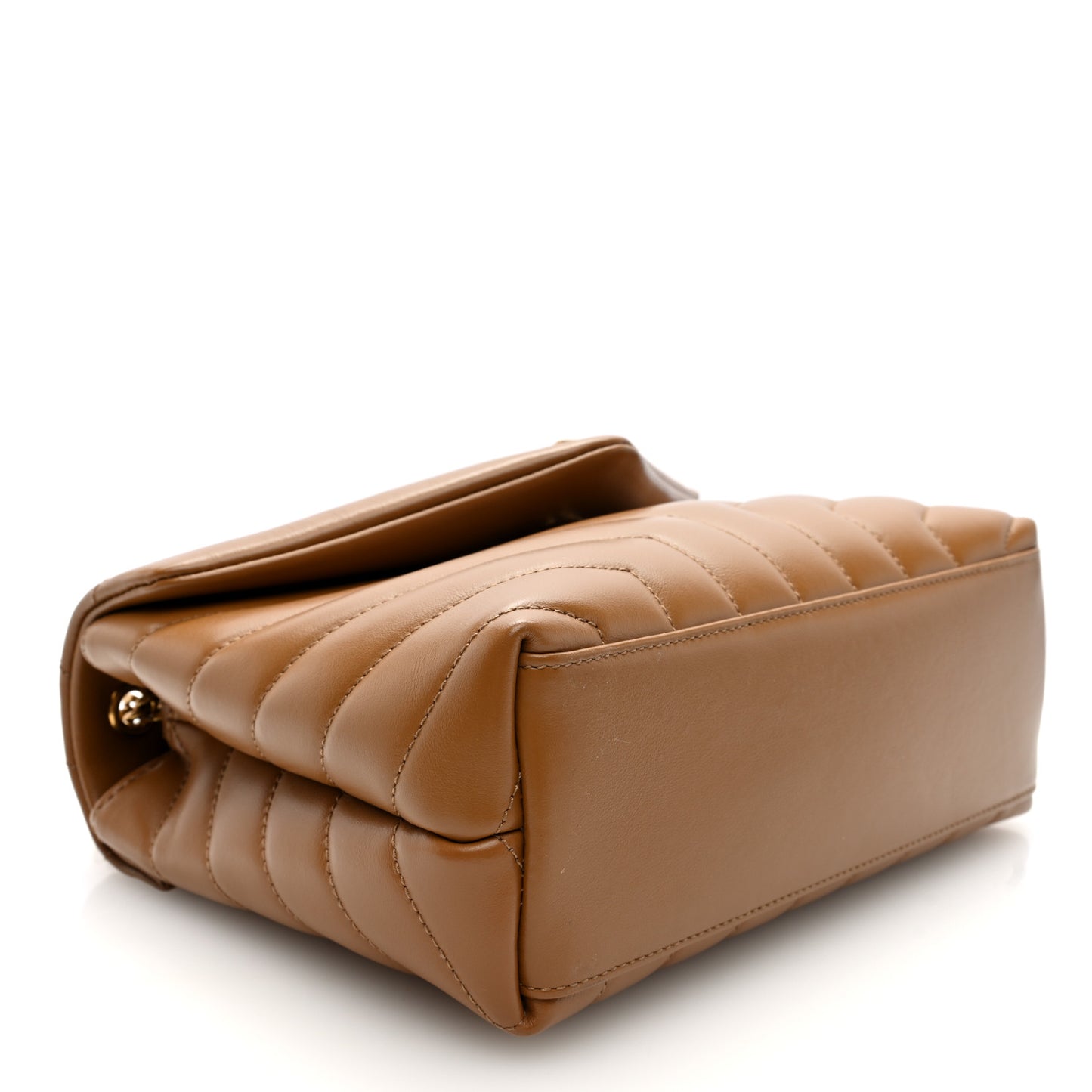 Calfskin Y Quilted Monogram Small Loulou Chain Satchel Dark Natural