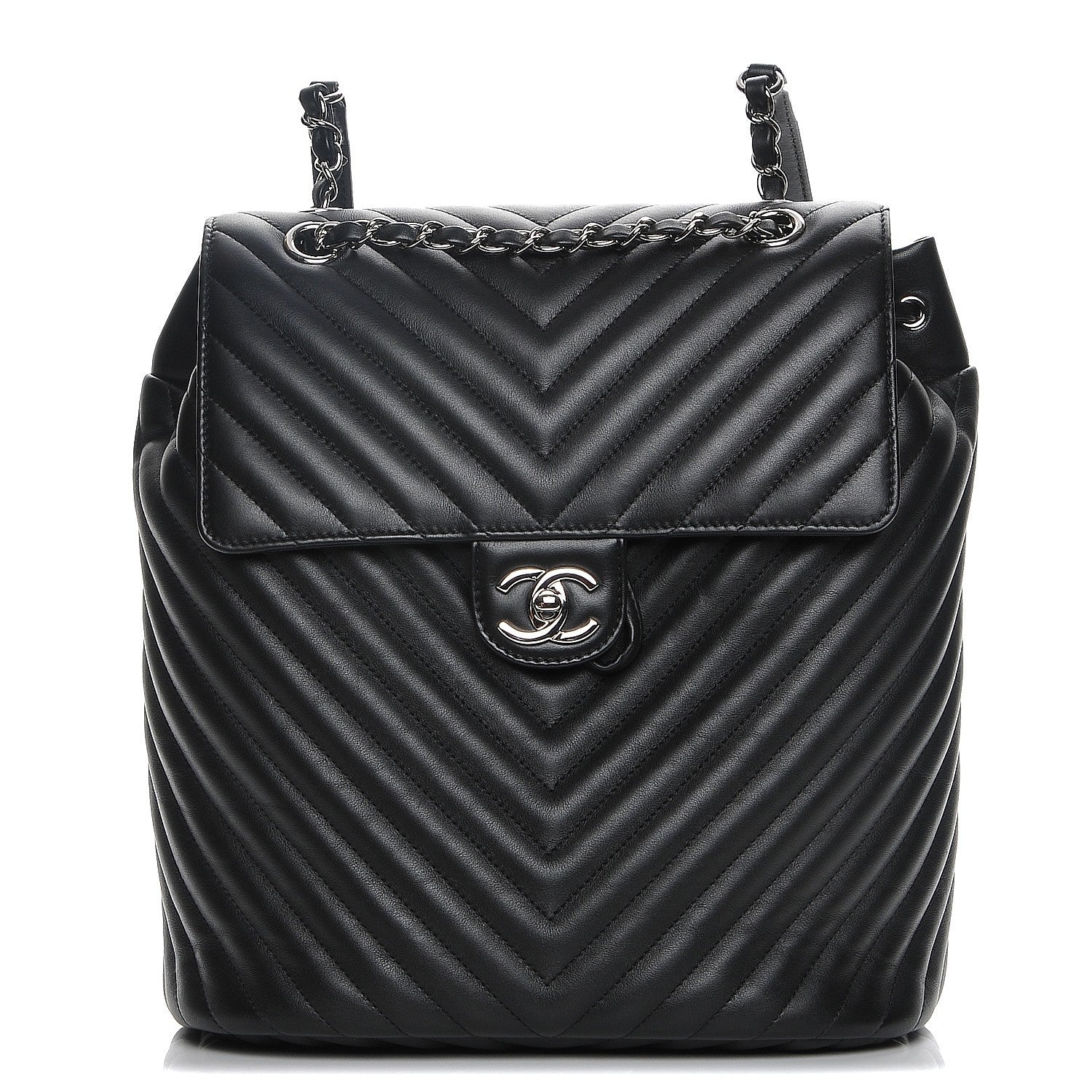 Chanel Calfskin Chevron Quilted Large Urban Spirit Backpack Black 1 of 8