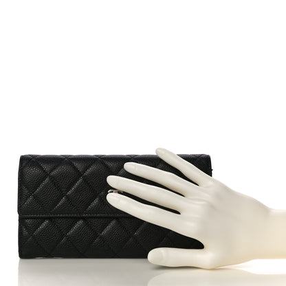 Chanel Caviar Quilted Large Gusset Flap Wallet Black 2 of 13