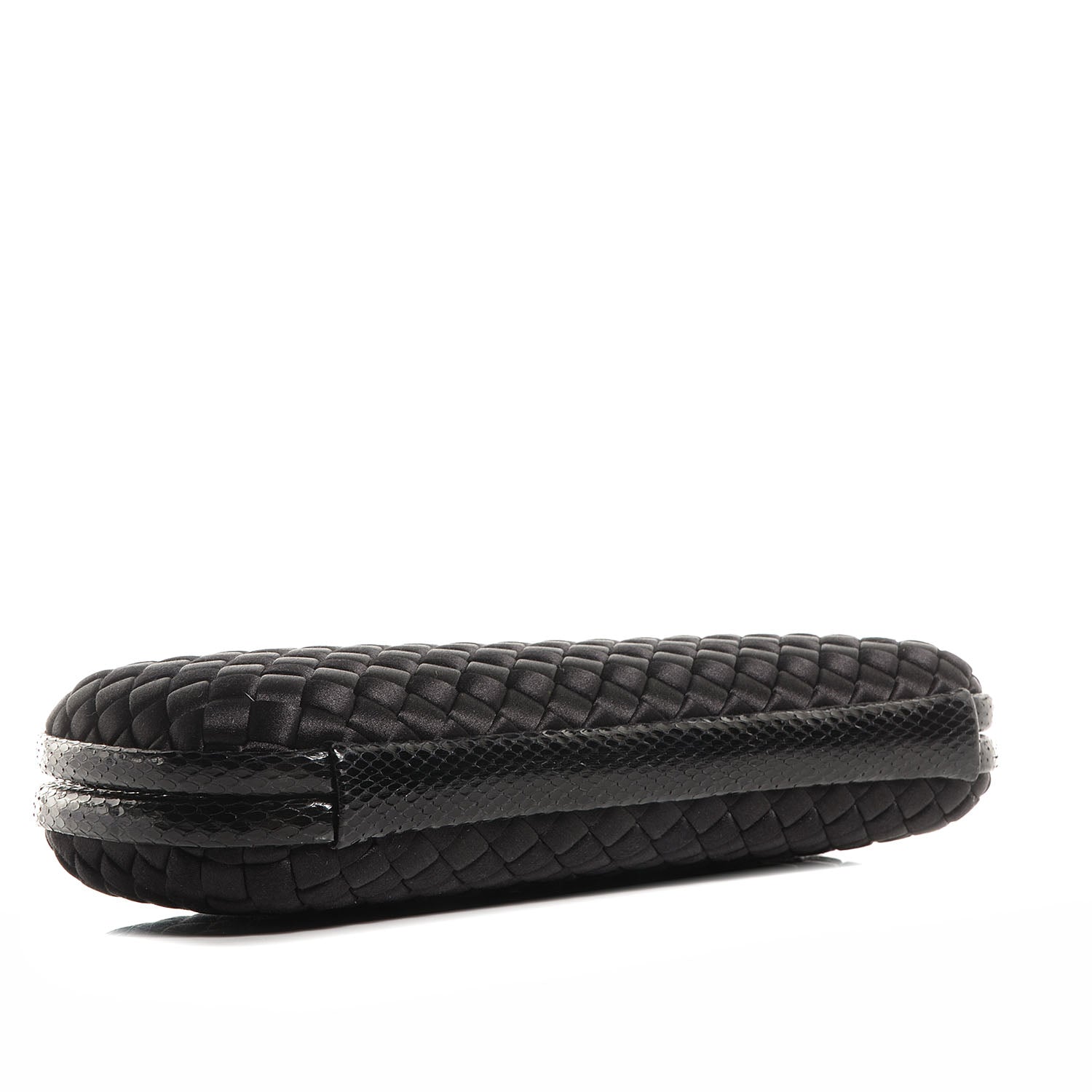 Bottega Veneta Satin Ayers Intreccio Impero Stretch Knot Clutch Black 4 of 6