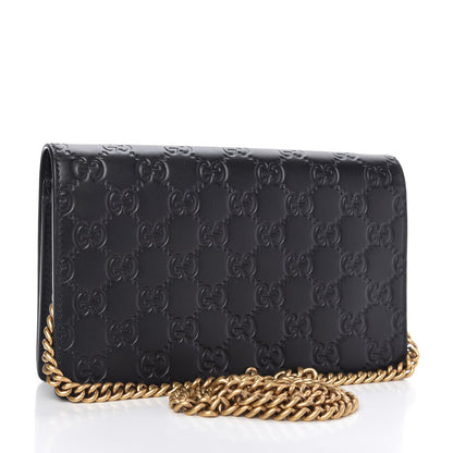 Gucci Guccissima Signature Crystal Cat Chain Wallet Black 3 of 11