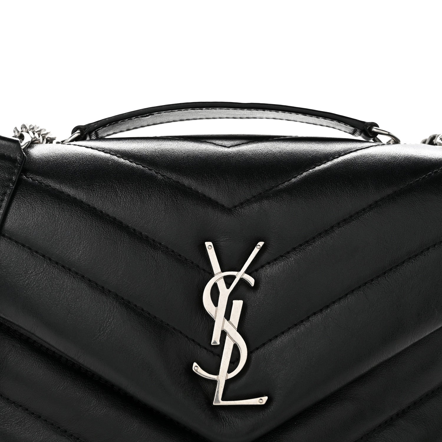Saint Laurent Calfskin Y Quilted Monogram Small Loulou Chain Satchel Black 8 of 12