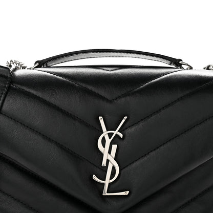 Saint Laurent Calfskin Y Quilted Monogram Small Loulou Chain Satchel Black 8 of 12