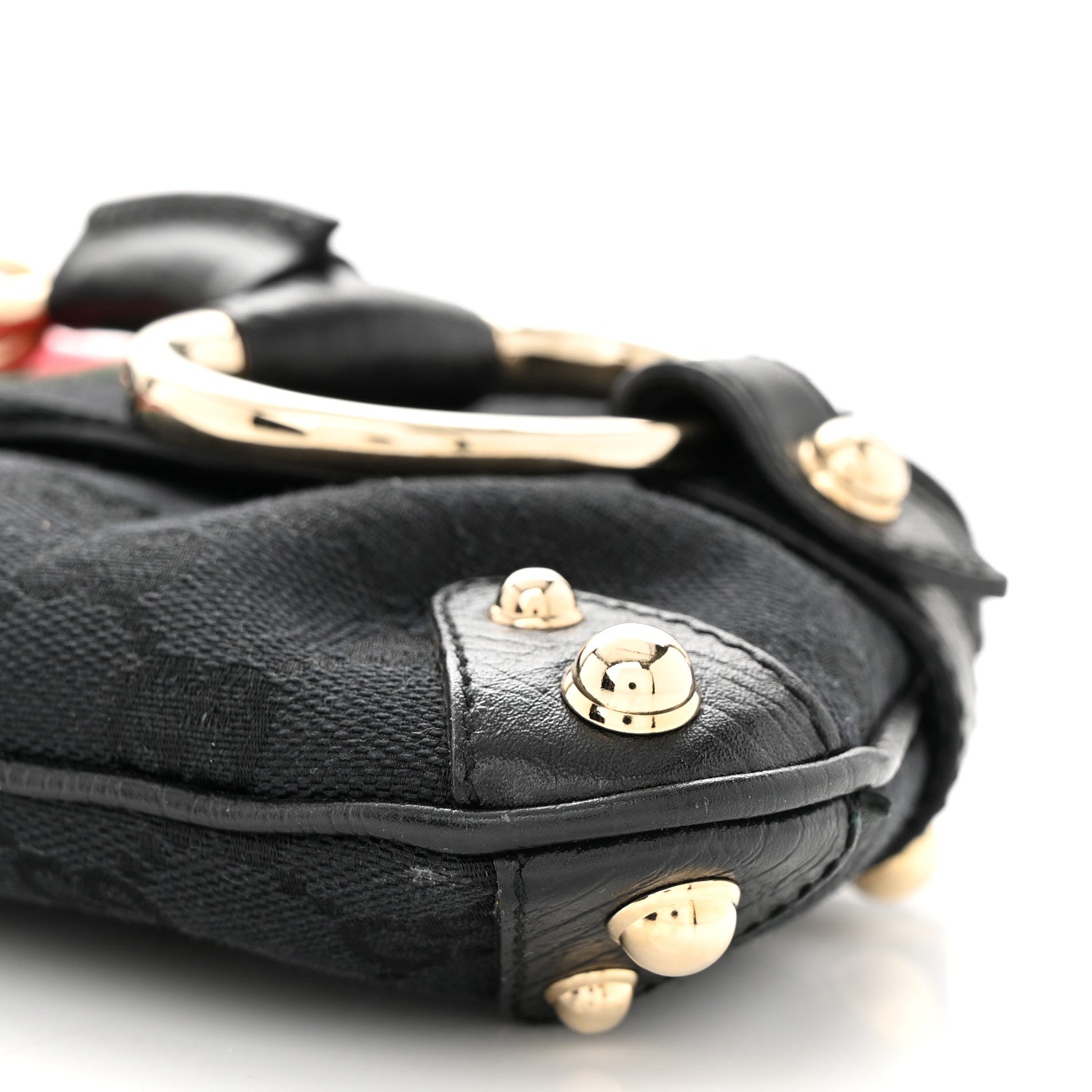 Gucci Monogram Web Horsebit Chain Clutch Black 10 of 11