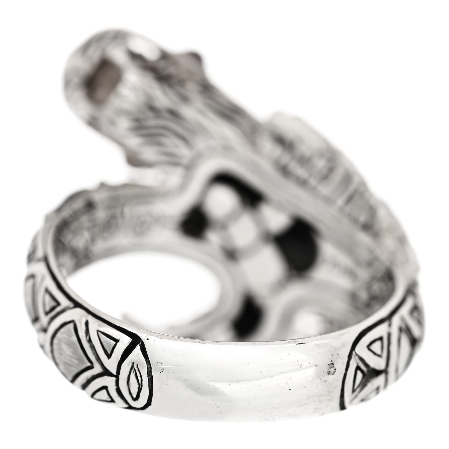 John Hardy Sterling Silver Black Sapphires Ruby Naga Dragon Head Ring 54 7 3 of 7