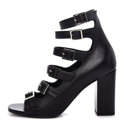 Saint Laurent Calfskin Babies 90 Multi Strap Sandal 37.5 Black 1 of 11