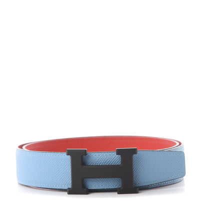 Hermes Epsom 32mm Matte H Belt 90 Rouge De Coeur Bleu Du Nord 1 of 5