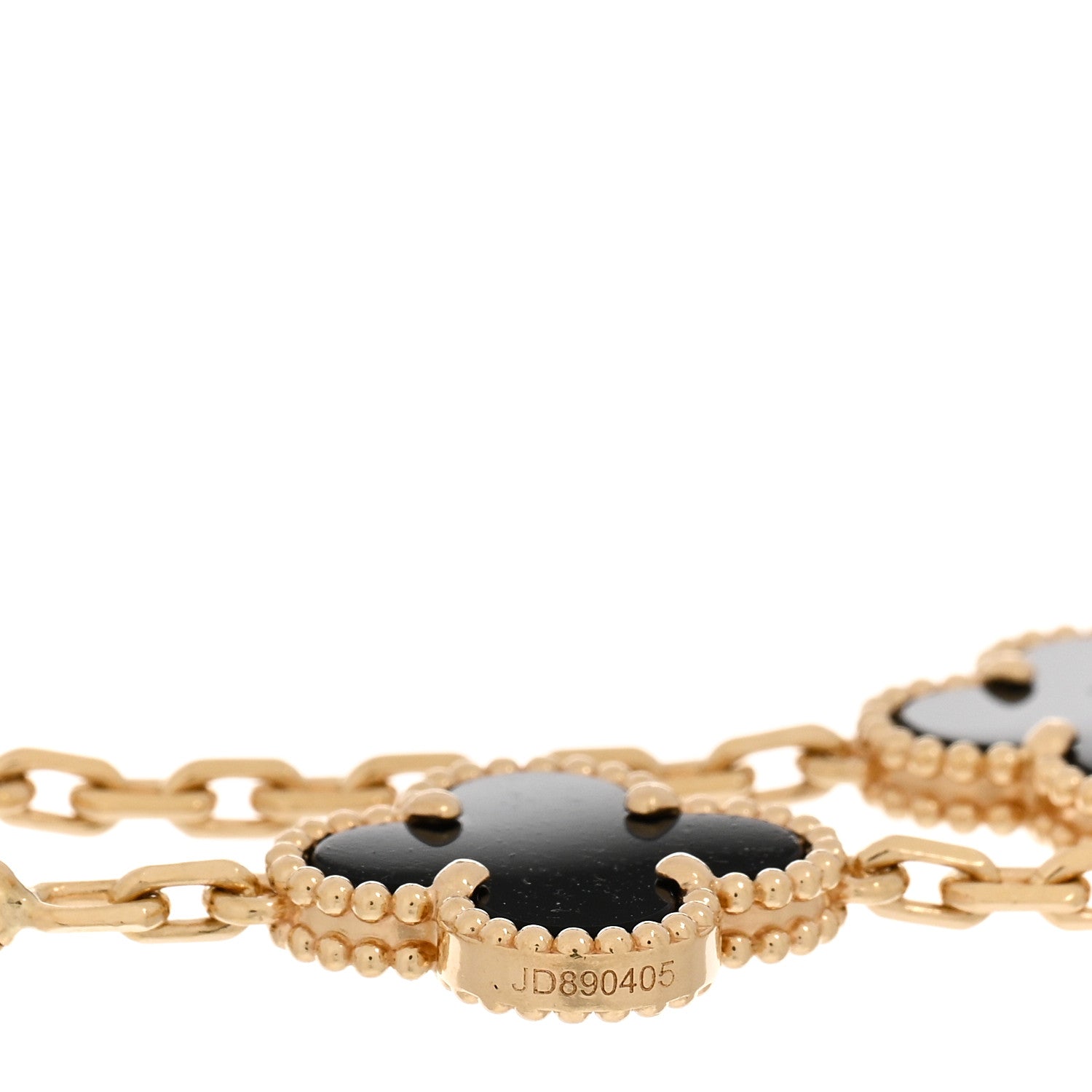 Van Cleef & Arpels 18K Yellow Gold Black Onyx 5 Motifs Vintage Alhambra Bracelet 3 of 5