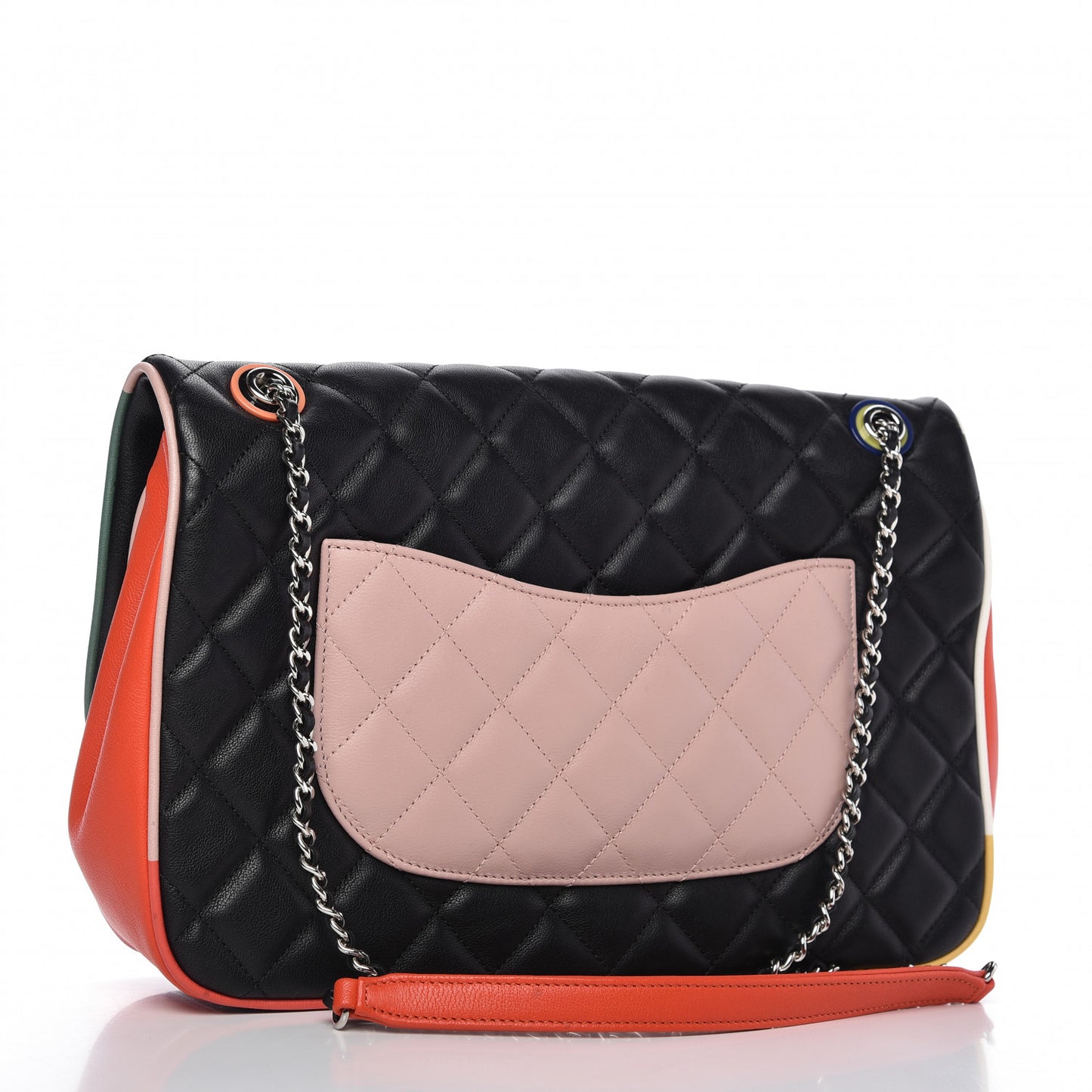 Lambskin Quilted Jumbo Cuba Color Flap Black