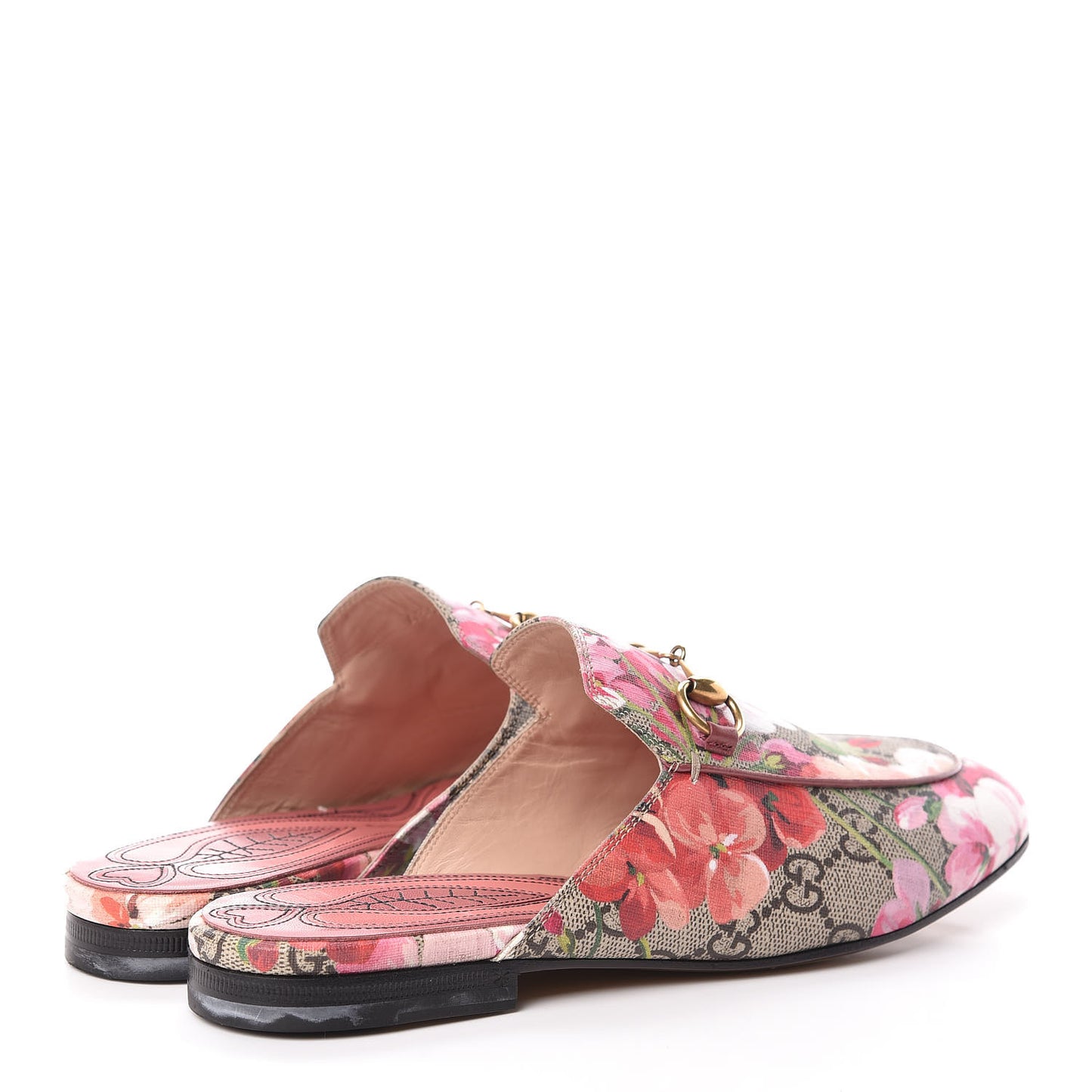GG Supreme Monogram Blooms Womens Princetown Slippers 36 Beige Multicolor Dry Rose