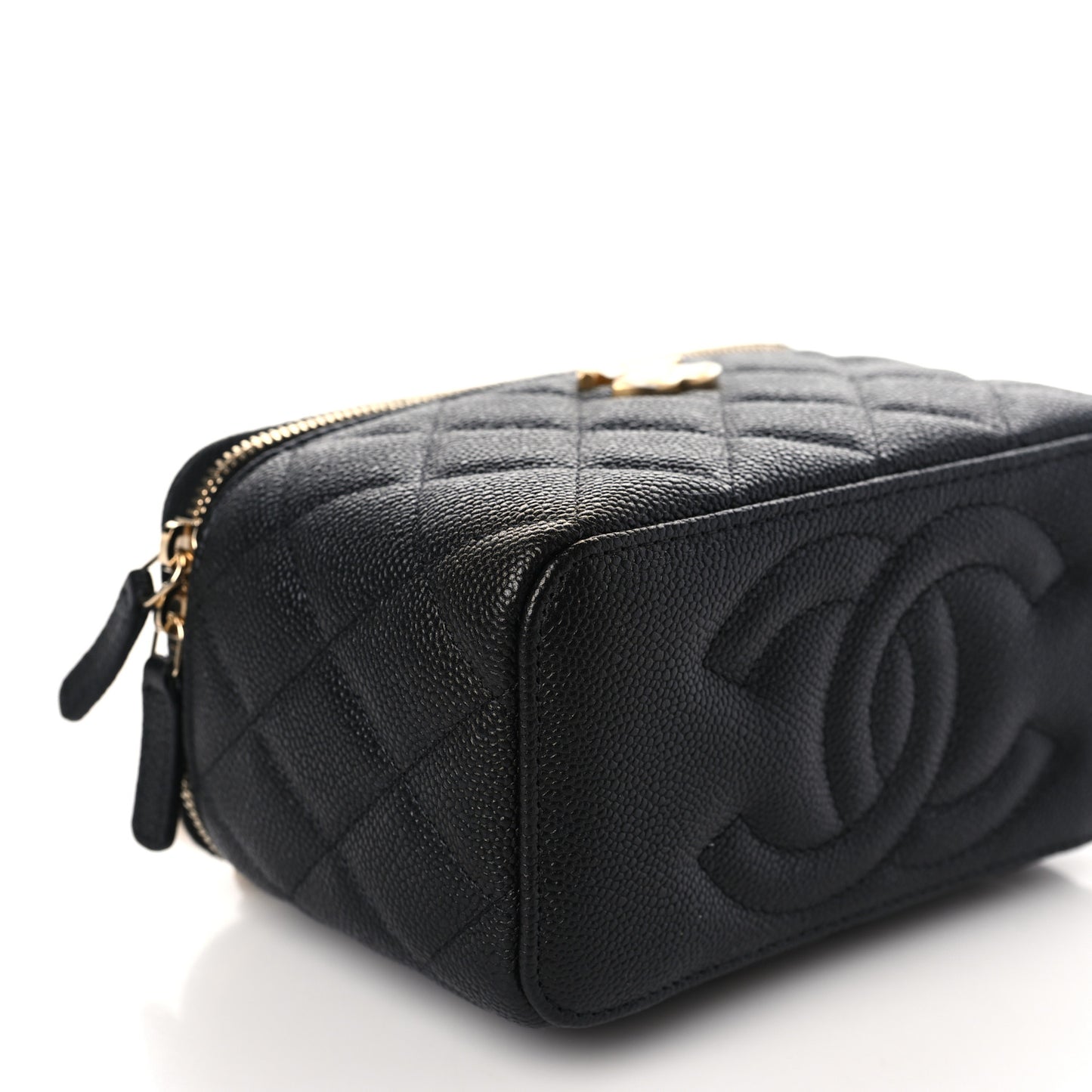 Caviar Quilted Sweetheart Vanity Case Black