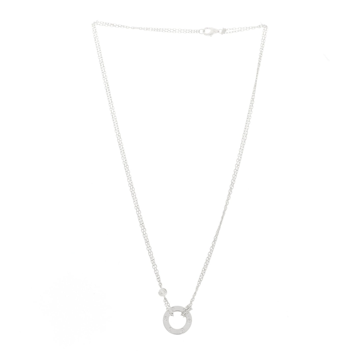 18K White Gold 2 Diamond LOVE Necklace