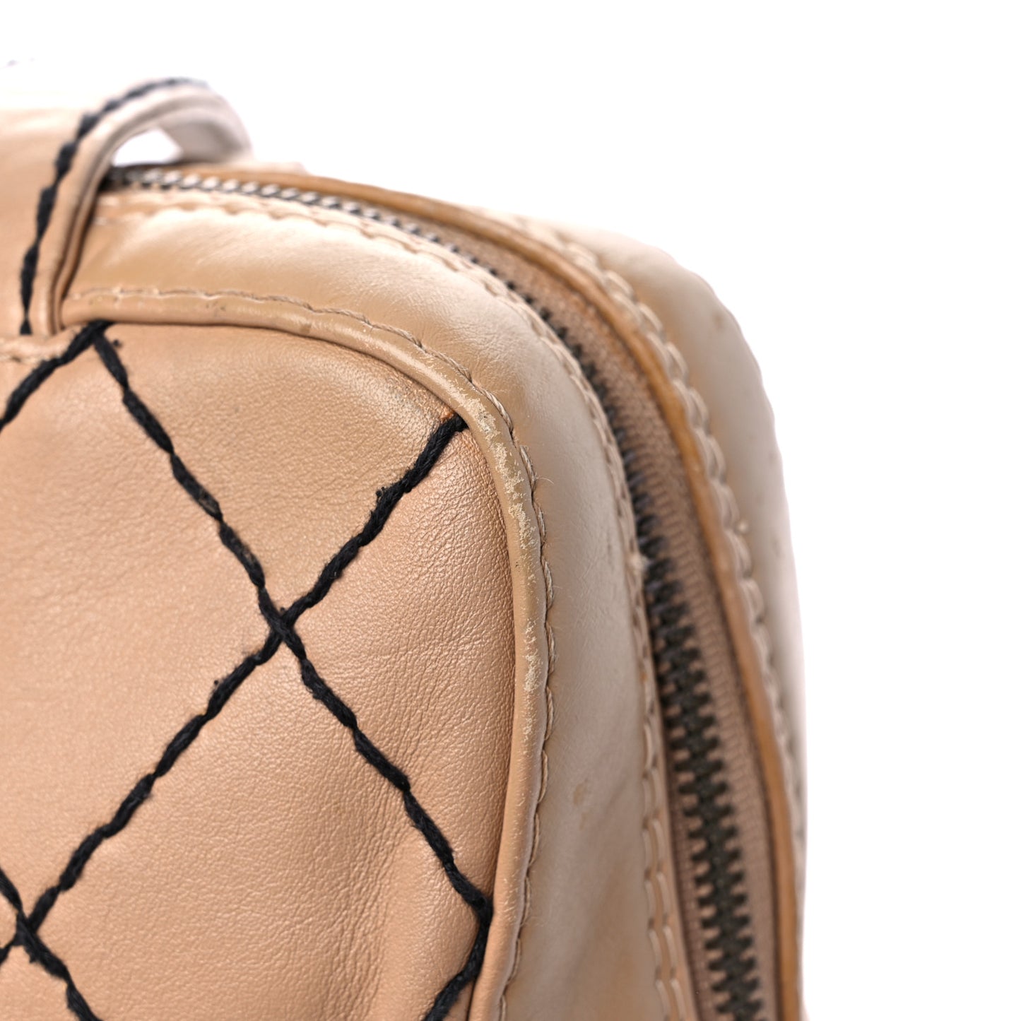 Calfskin Wild Stitch Vertical Top Handle Bag Beige