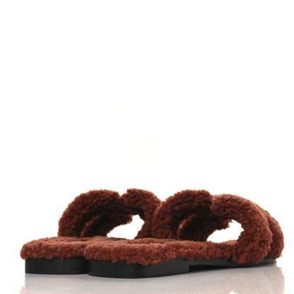 Hermes Woolskin Oran Sandals 36 Cognac 4 of 8
