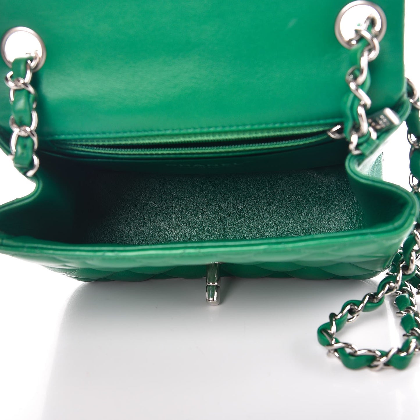 Lambskin Quilted Mini Square Flap Green