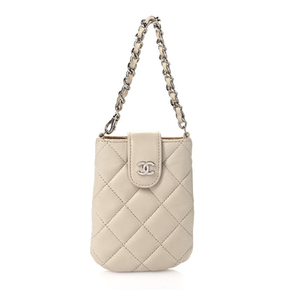 Chanel Lambskin Quilted Phone Case Grey 1 of 13
