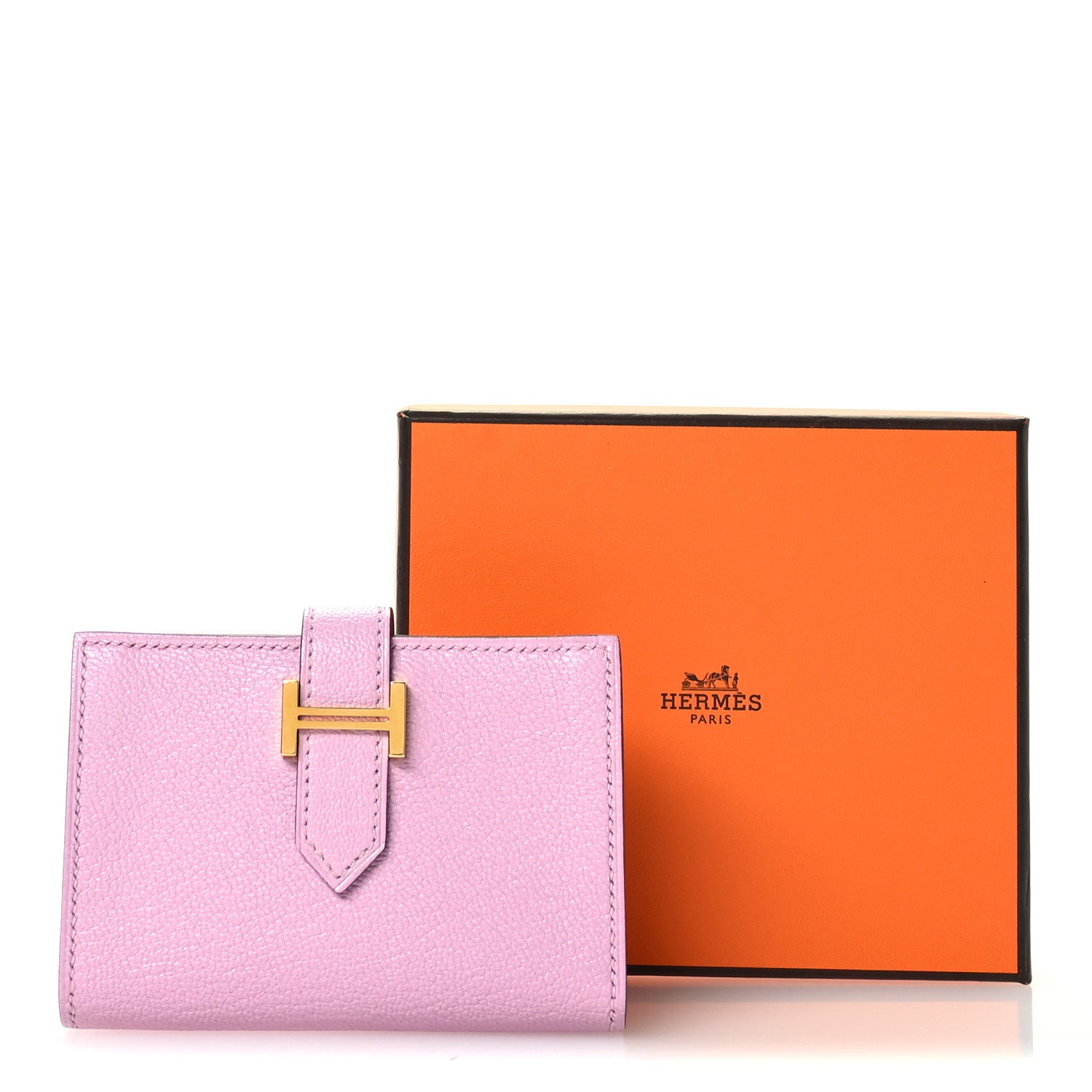 Hermes Chevre Mysore Bearn Card Holder Wallet Mauve Sylvestre 8 of 8