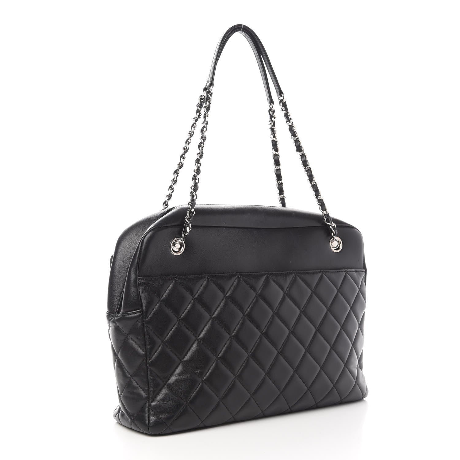Chanel Lambskin Quilted Bowler Flap Shoulder Bag Black 2 of 9